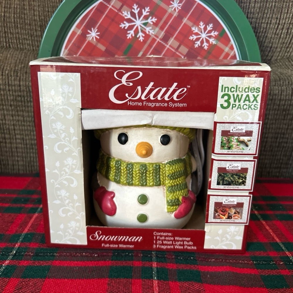 SNOWMAN LANTERN WAX WARMER w/ wax cubes-NWT-NIB